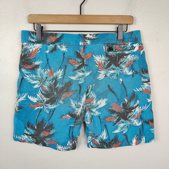 M Nii Makaha Hawaiian‎ Swim Trunks Mens 30 Blue Tropical Print Shorts Lined Vtg - Picture 4 of 7